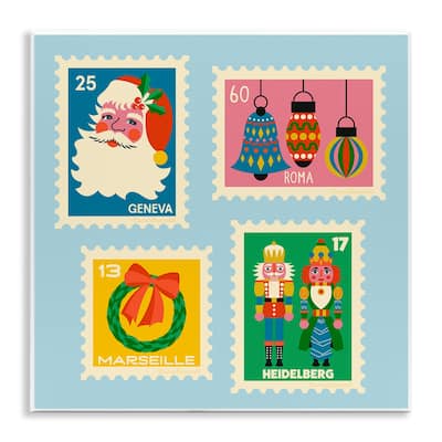 Stupell Vintage Christmas Postage Stamps Wall Plaque Art Design By Carrie Cantwell
