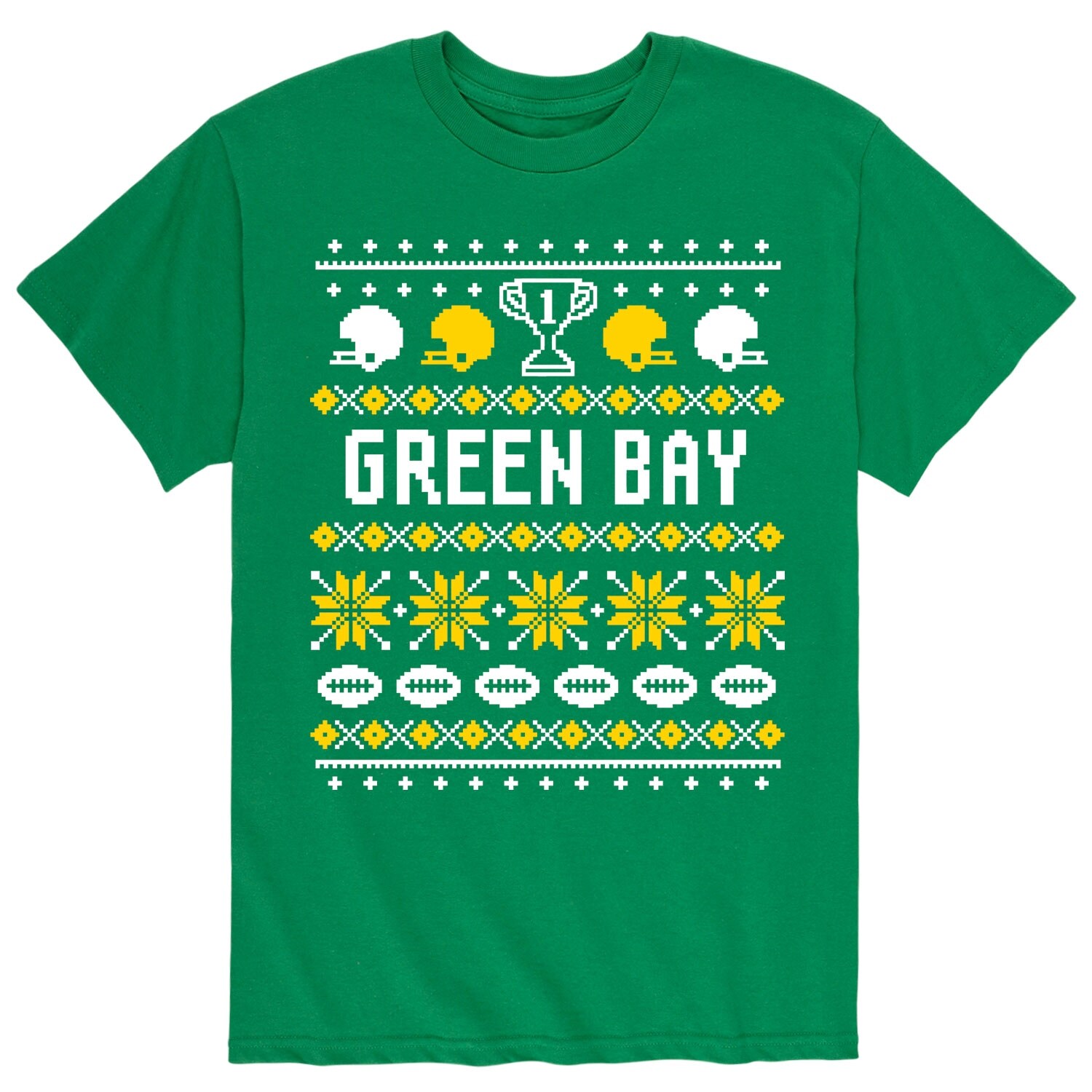 Shop Green Bay Ugly Style Chrimstmas Ugly Sweater Adult Short Sleeve Tee Overstock 24328901