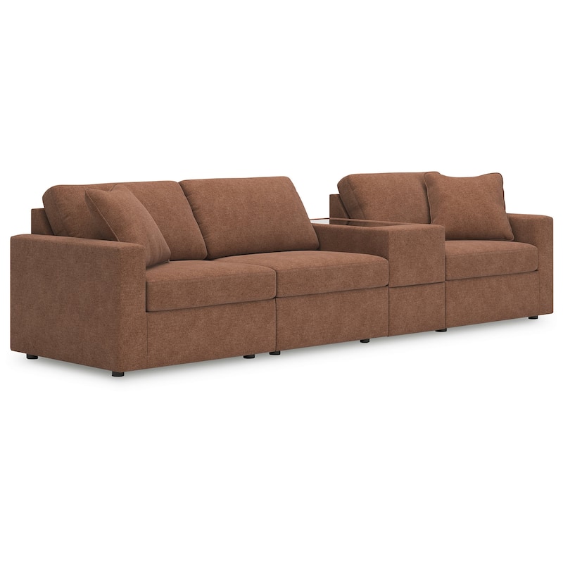 Signature Design by Ashley Modmax 4-Piece Sectional with Storage Console - 125"W x 37"D x 36"H - Orange
