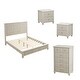 preview thumbnail 32 of 31, 4-Piece Bedroom set with Wooden Bed 2 Nightstands and 5 Drawer Dresser