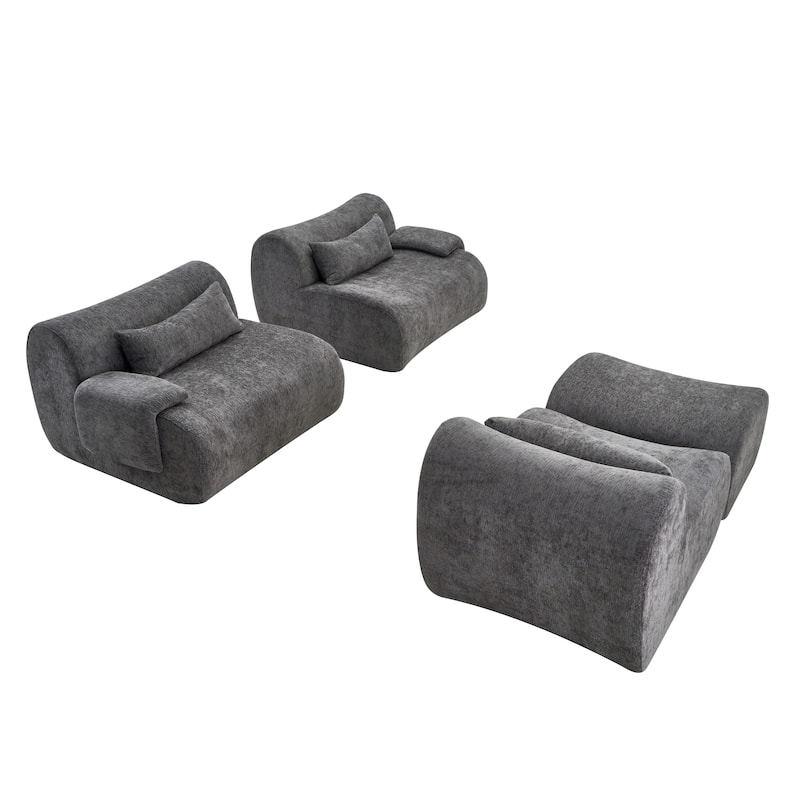 118" Boneless Couches for Living Room, Sectional Couches Modular Sofa with Ottoman, Memory Foam Cloud Couch