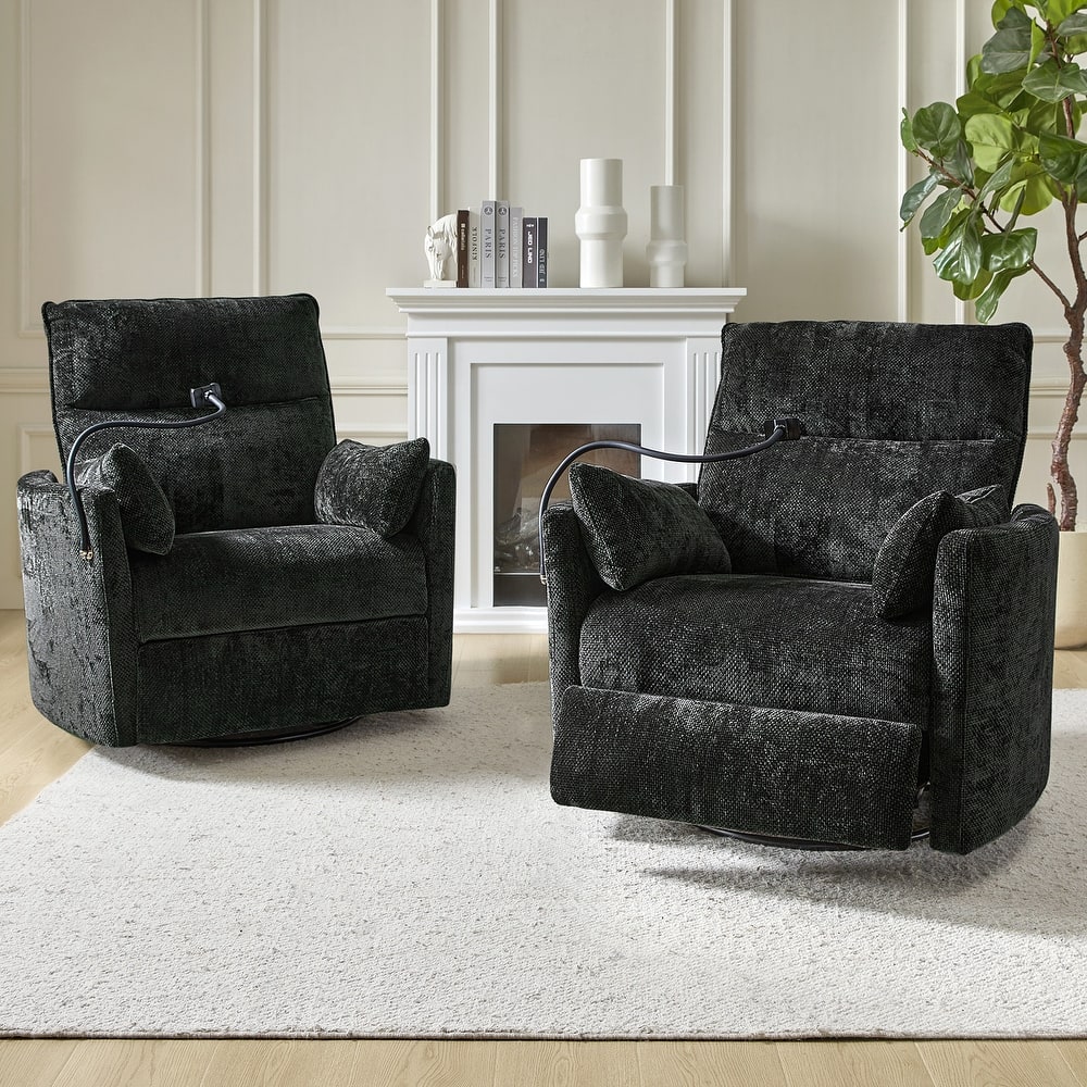 Barry Modern 38" Power Rocking Swivel Nursery Recliner with USB Ports Set of 2 by HULALA HOME