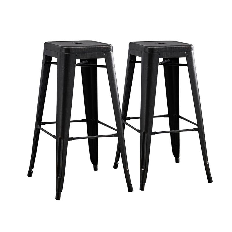 AC Pacific 30 In Metal Backless Barstool Set of 2