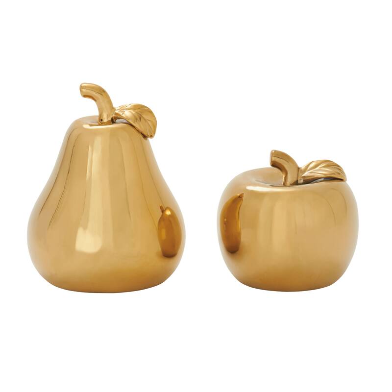 Copper Grove Kitty Red Ceramic Pear and Apple (Set of 2)