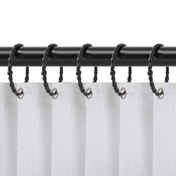 slide 2 of 46, Utopia Alley Shower Rings, Oval Shape Shower Curtain Rings for Bathroom, Rustproof Zinc Shower Curtain Hooks Rings, Set of 12 Matt Black