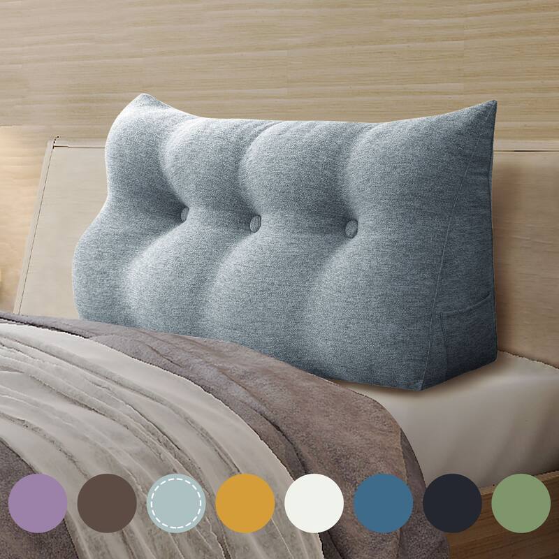 WOWMAX Bed Rest Wedge Reading Pillow Headboard Bolster Cushion Gray - Twin