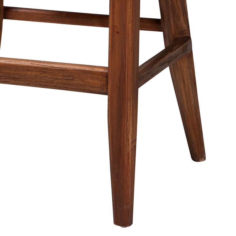 Jasper Seagrass Bar Stool with Mahogany Wood Frame - Coastal Seating with Woven Wingback and Cushioned Seat for Bar Island