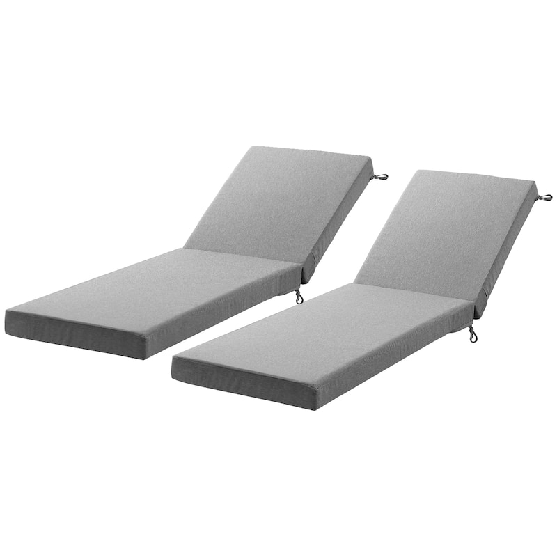 Pocassy 71x22In Outdoor Chaise Lounge Cushions with Zipper - Grey Cushion - 2 Set Cushion