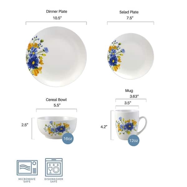 Studio Nova Rhea 16pc Dinnerware Set, Porc, Serv for 4 - 16-pc