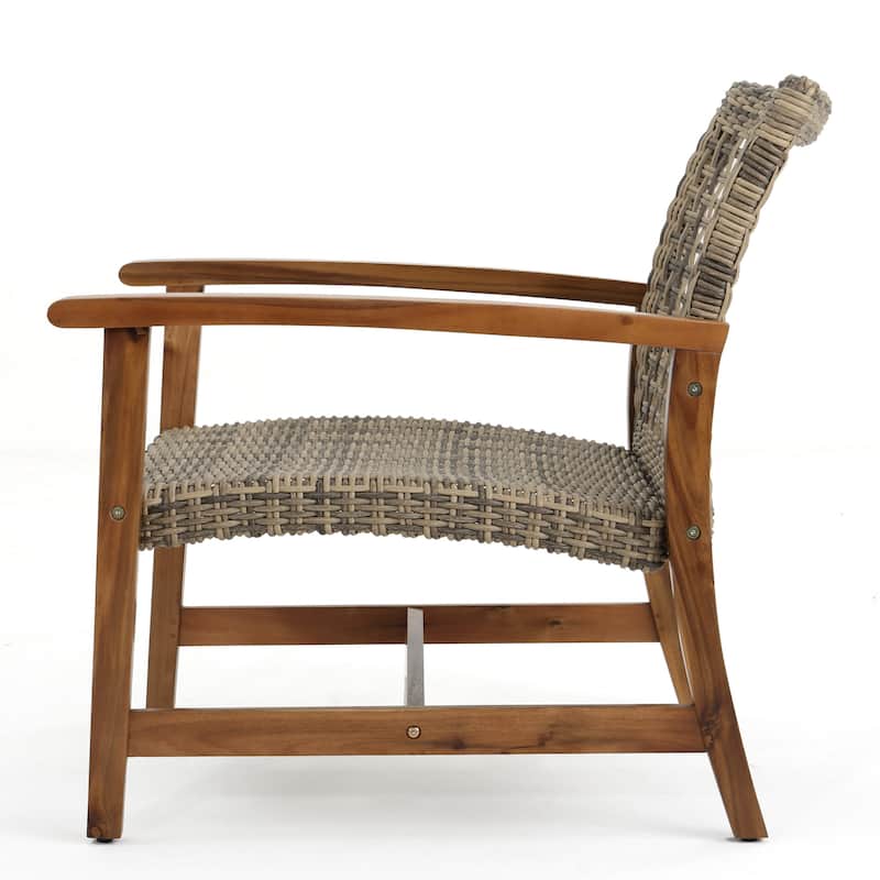 Hampton Outdoor Wood/Wicker Club Chair (Set of 2) by Christopher Knight Home