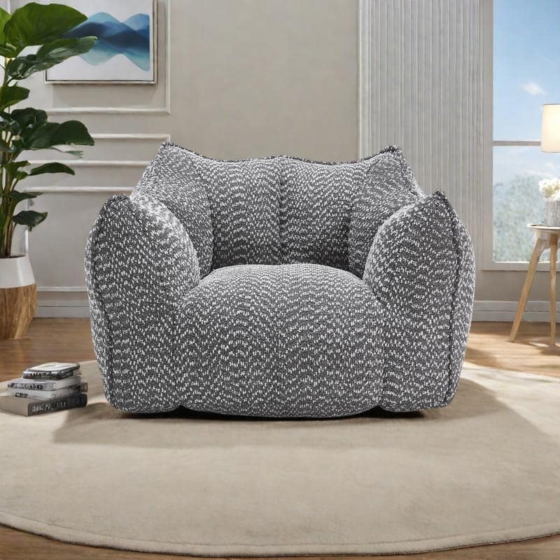 Chenille Square Lounge Chair with Armrests and High Resilience Foam Seat - Grey