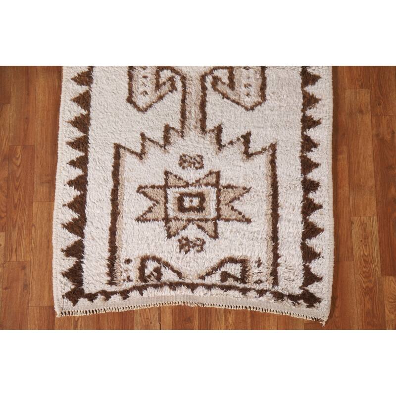 Geometric Anatolian Turkish Runner Rug Handmade Wool Carpet - 3'0"x 11'2"