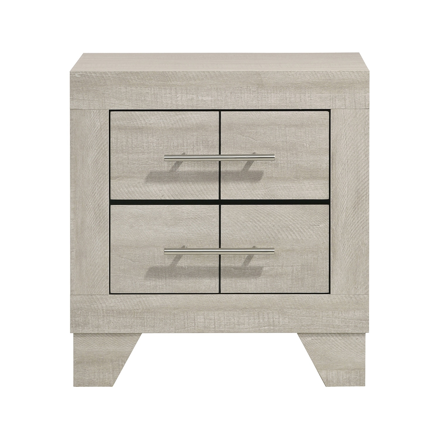 2 Drawers Wooden Nightstand with Polished Nickel Handles in Rustic Cream