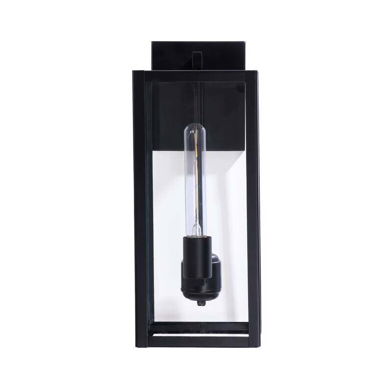 2 Pack Black Outdoor Lighting Wall Sconce with Clear Glass