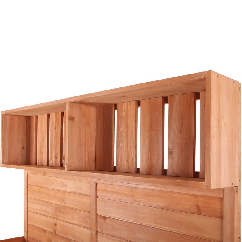 65" Large Wooden Farmhouse Rustic Outdoor Potting Bench Table, Patio Workstation with 4 Storage Shelves and Side Hook