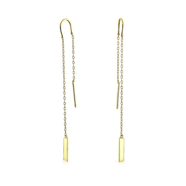 Tiny Bar 18K Gold Plated over Sterling Silver Threader Earrings
