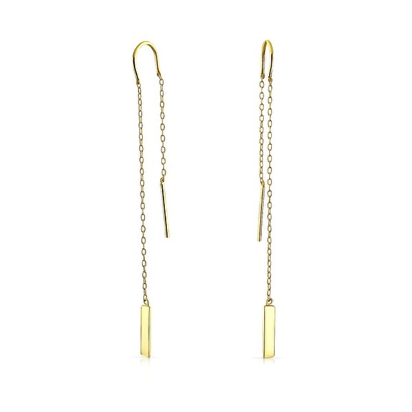 Shop Minimalist Geometric Drop Bar Chain Threader Earrings For Women Teen 14K Gold Plated 925 ...