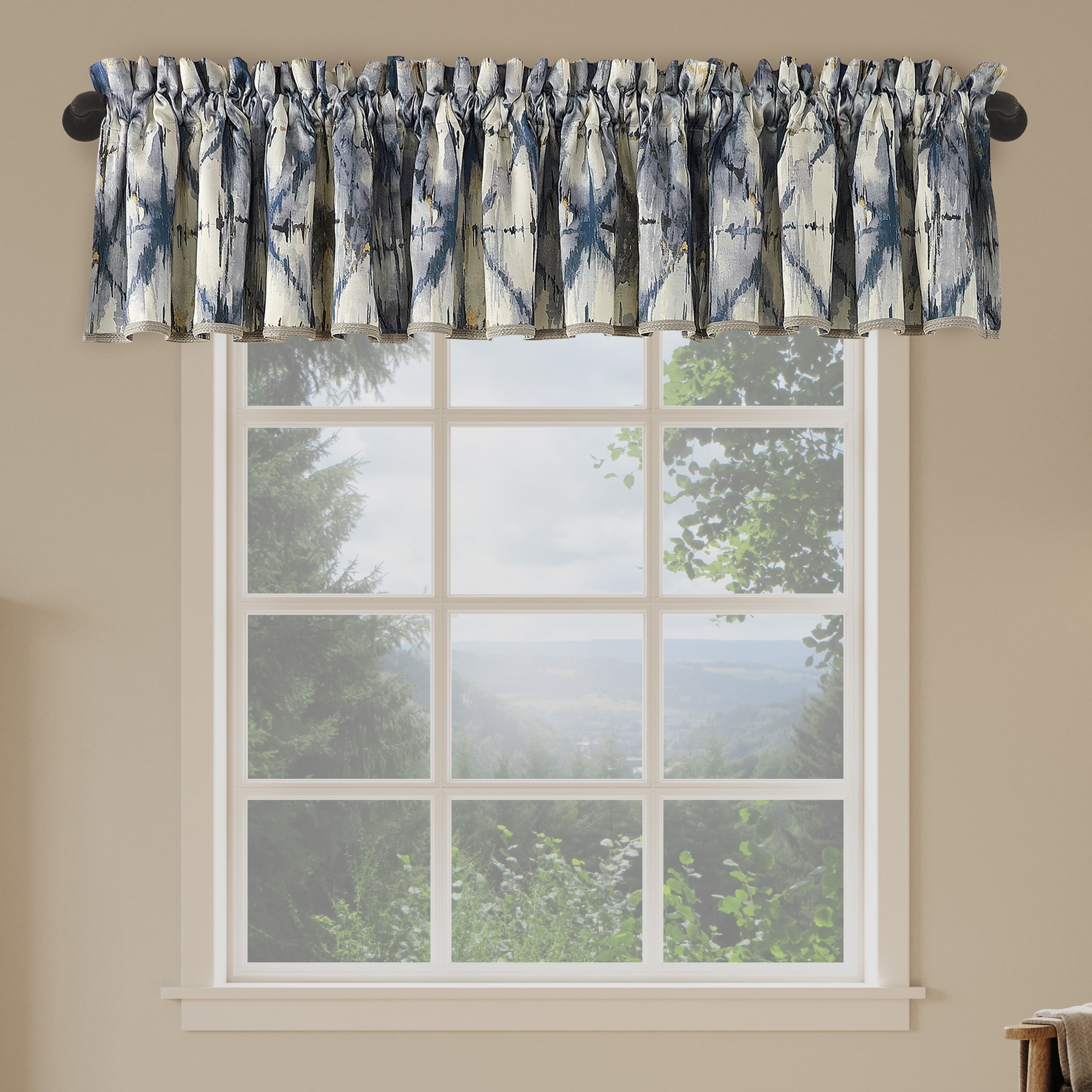 No. 918 Keaton Geometric Watercolor Room Darkening Rod Pocket 1-Piece Curtain Valance - 54" x 18"