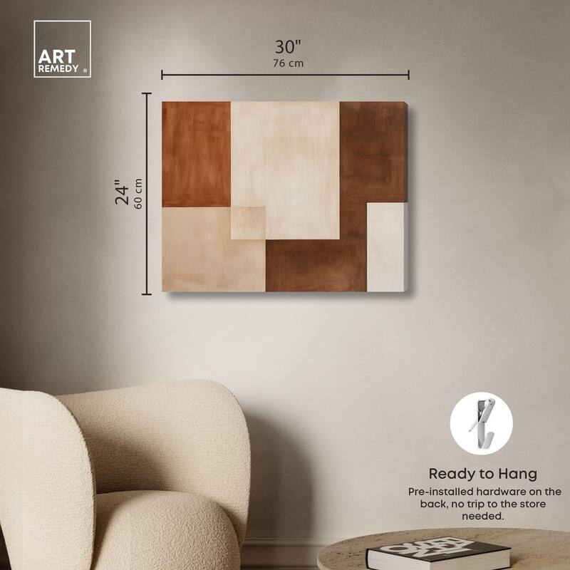 Cream and Brown Panels IV Canvas by Art Remedy, Gallery Wrapped