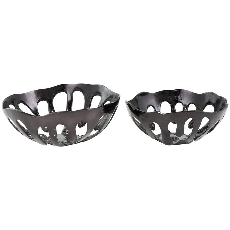 Aluminum Metal Drip Decorative Bowl with Open Frame Design (Set of 2)