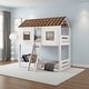 preview thumbnail 7 of 5, Nara Twin Size Bunk Bed, House Design with Ladder, White Rustic Wood