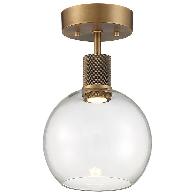 Access Lighting Port Nine Burgundy LED Semi-Flush - Dedicated LED - Antique Brushed Brass/Clear Glass