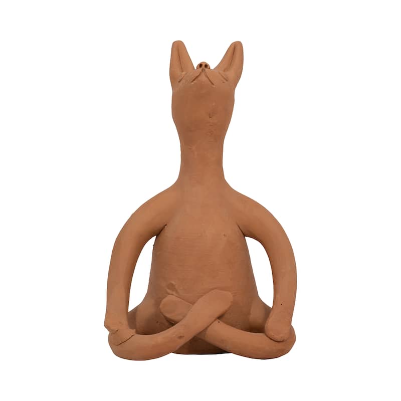 Sagebrook Home Terracotta Natural Novelty Solid Color Yoga Bunny - 5" x 4" x 9"