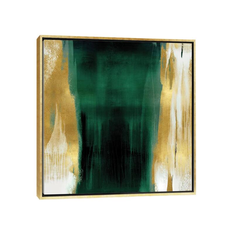 iCanvas "Free Fall Emerald with Gold II" by Christine Wright Framed Canvas Print - Gold - 12x12