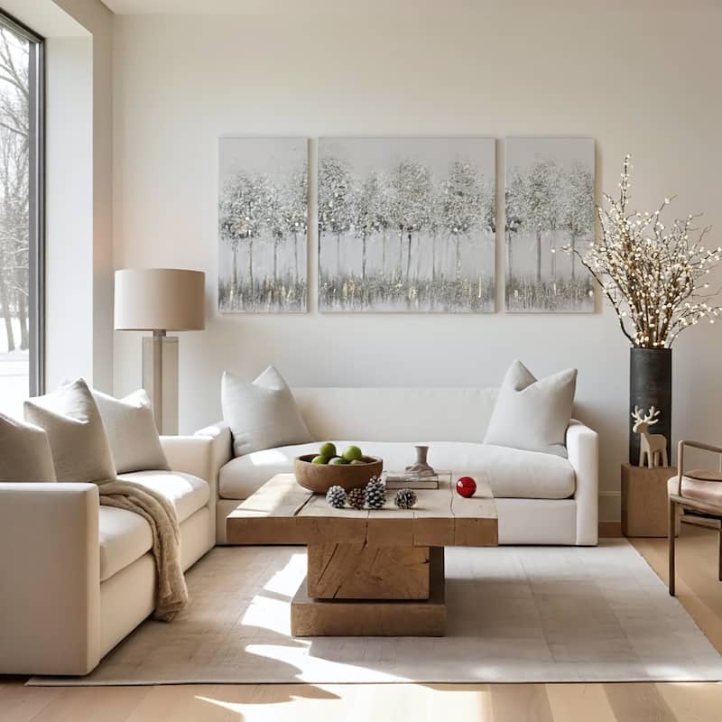 Madison Park Blue Midst Forest Gold Foil Triptych 3-piece Canvas Wall Art Set