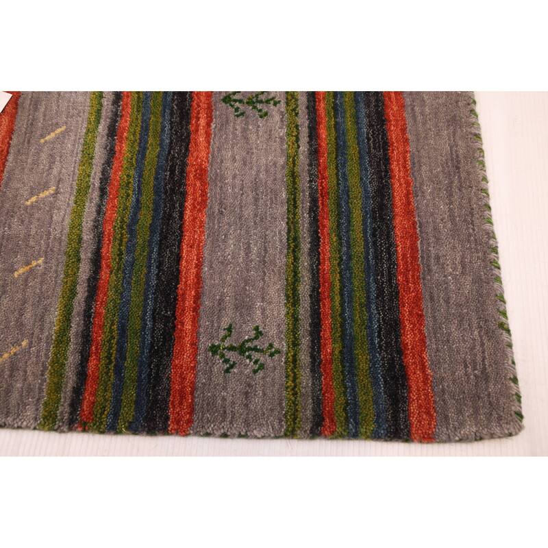 ECARPETGALLERY Hand Loomed Kashkuli Gabbeh Grey Wool Rug - 6'9 x 9'9