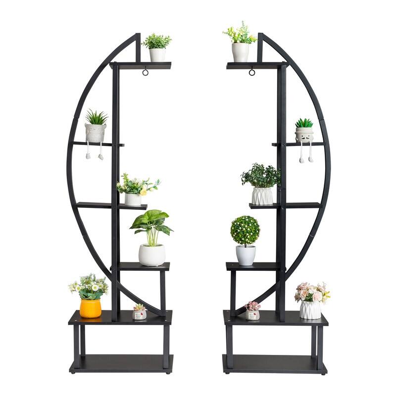 6th Floor Half Moon Ironwood Plant Stand Flower Pot Stand - 2 PC