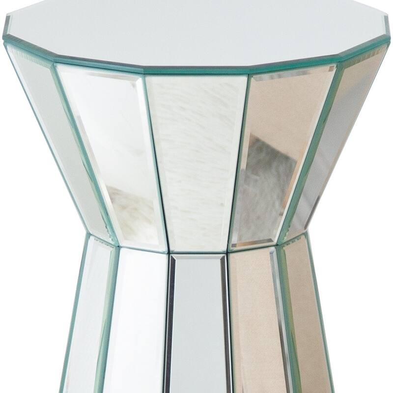HomeRoots 22" Silver Glass Round Mirrored End Table