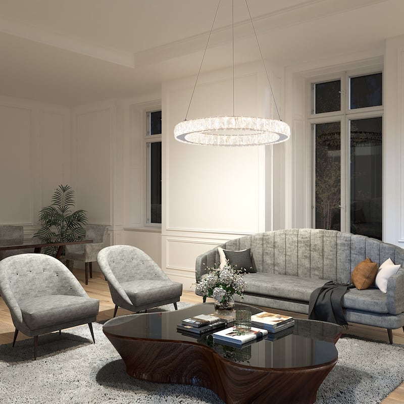 Artika Celebrity Integrated-LED Pendant Chandelier, Chrome Finish