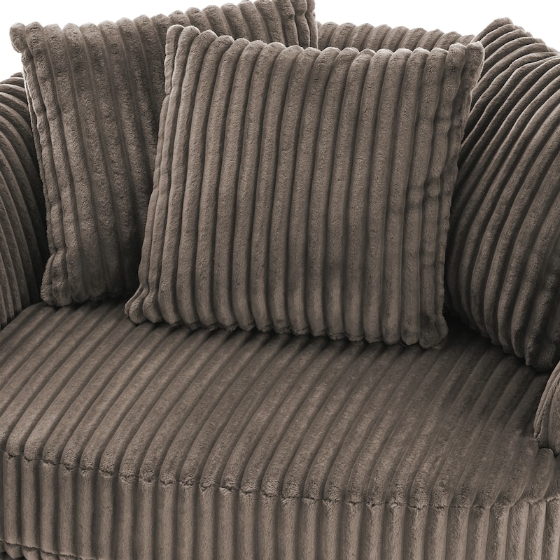 UIXE Oversize 43" Plush Corduroy Swivel Barrel Chair Comfy Accent Chair For Living Room