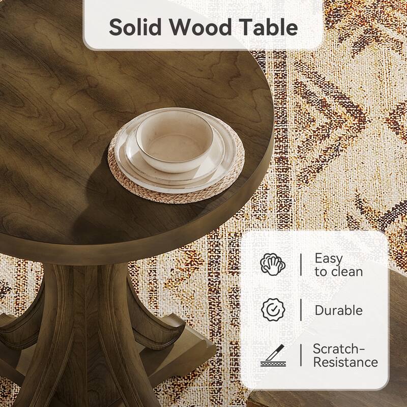 23" Solid Wood Pedestal Dining Table