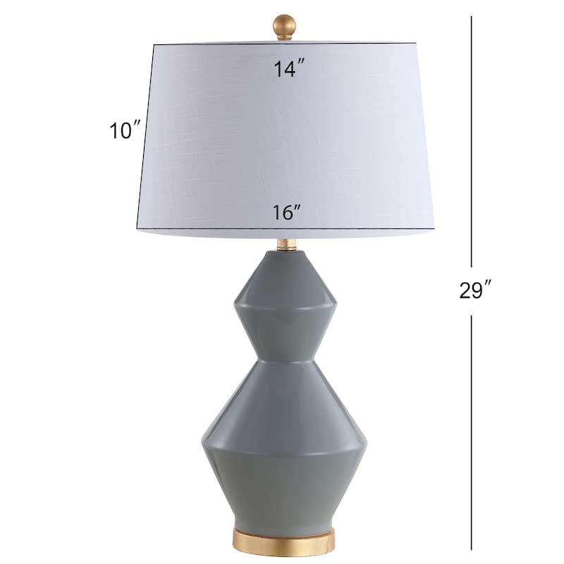 Astor 29" Geometric Ceramic/Metal LED Table Lamp, White/Gold Leaf by JONATHAN Y