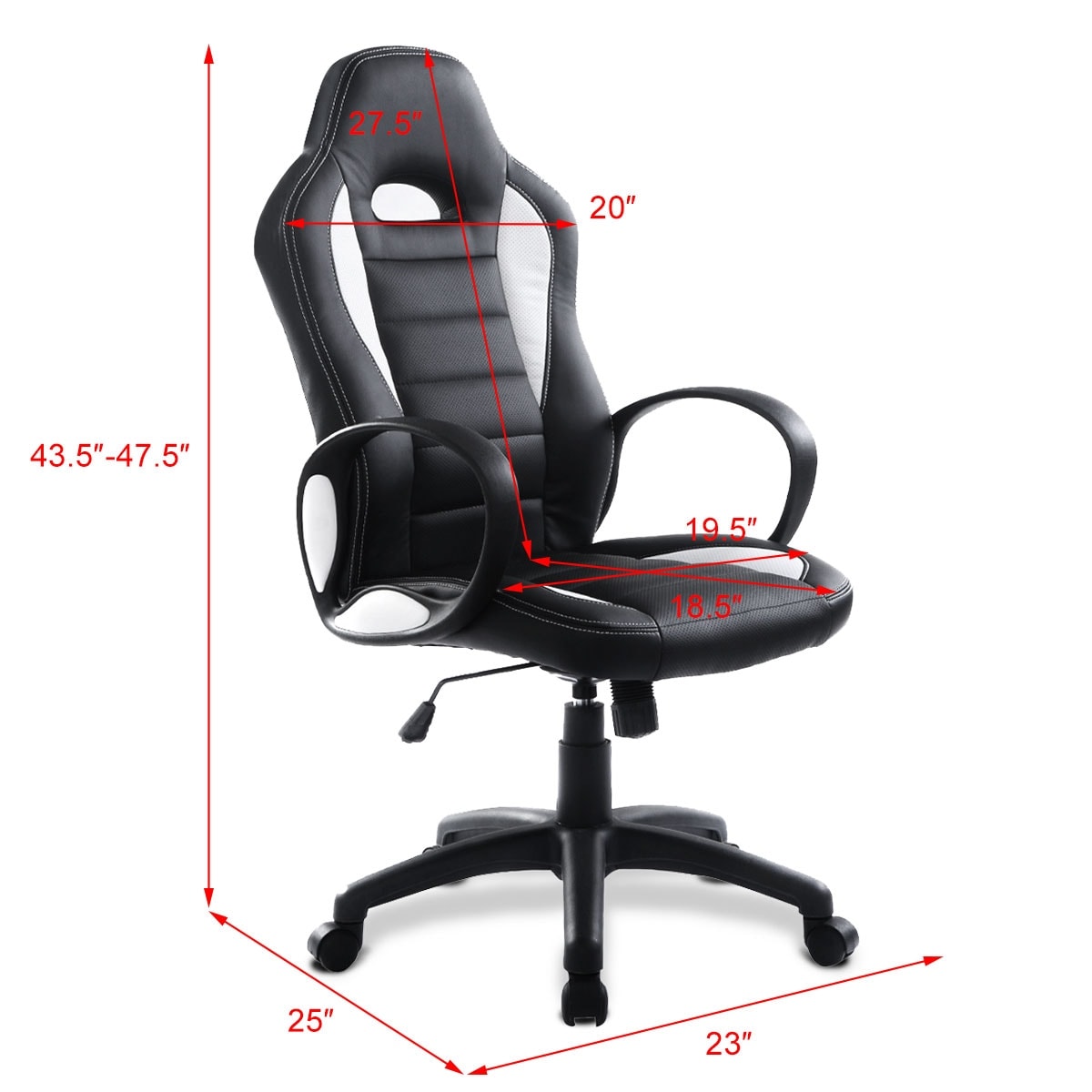 Costway Pu Leather High Back Executive Race Car Style Bucket Seat Office Desk Chair White Overstock 18520522