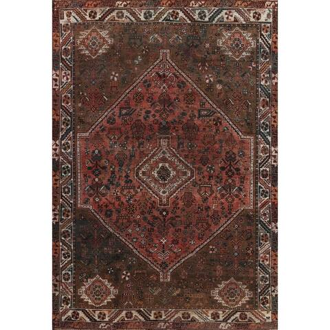Antique Traditional Shiraz Persian Area Rug Hand-knotted Wool Carpet - 6'8" x 9'2"