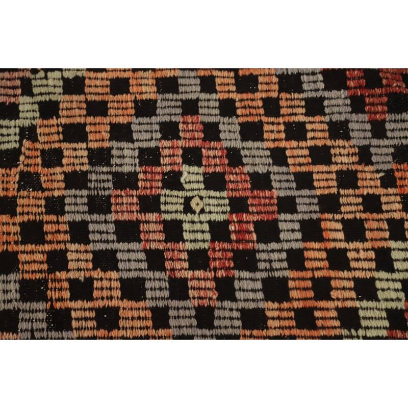 Hand Woven Oriental 100% Wool Carpet Southwestern Tribal Multi-Colored Kilim Area Rug - 9' 11'' X 6' 10''