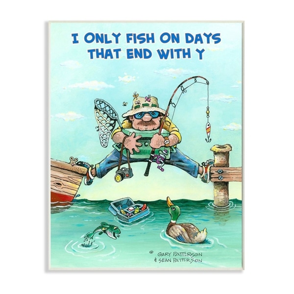 Stupell Industries Days That End With Y Funny Sports Fishing Cartoon Design Wood Wall Art. Opens flyout.