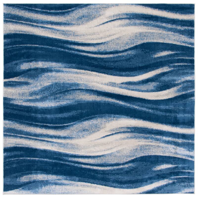 SAFAVIEH Jasper Marcie Modern & Contemporary Rug - 6'7" Square - Navy/Ivory