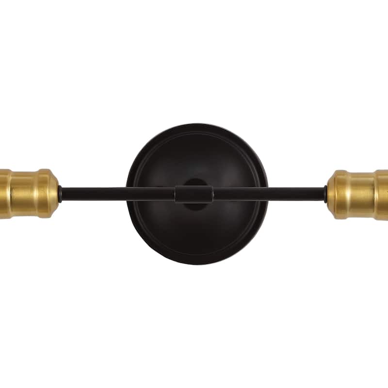 Grace 13.25" 2-Light Industrial Farmhouse Iron LED Vanity, Oil Rubbed Bronze/Brass Gold by JONATHAN Y