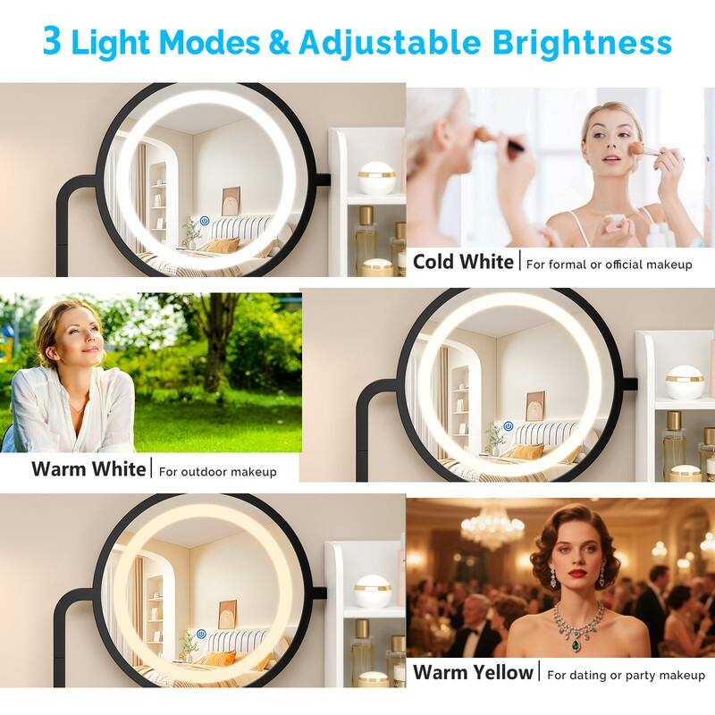 Particle Board Veneered White Bracket, White Iron Feet, 5-drawer 2-compartment 2-tier Rack Dressing Table - N/A