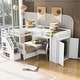 preview thumbnail 1 of 28, Merax Twin-Twin over Full L-Shaped Bunk Bed With 3 Drawers, Portable Desk and Wardrobe White