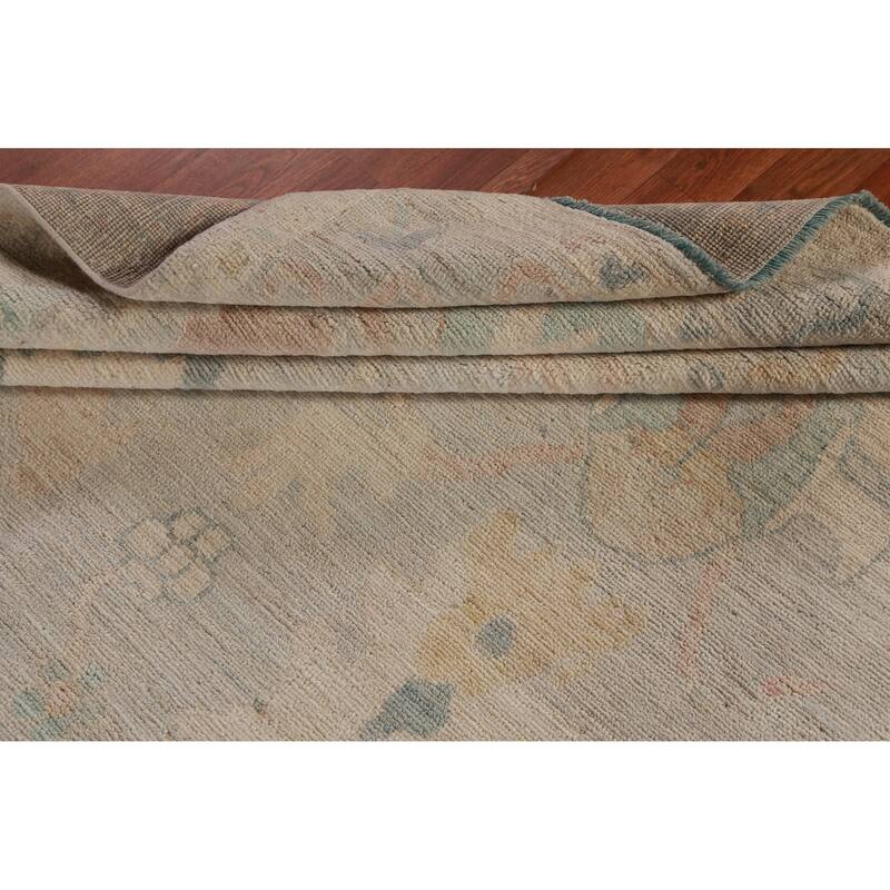 Hand Knotted Oriental 100% Wool Carpet Transitional All-Over Navy Blue & Blues Oushak Area Rug - 9' 2'' X 5' 10''