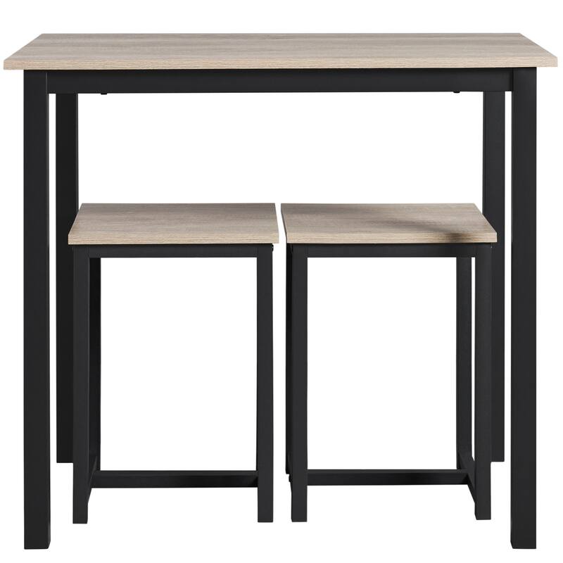 Yaheetech Industrial 3-Piece Dining Table Set w/ 2 Stools for Kitchen