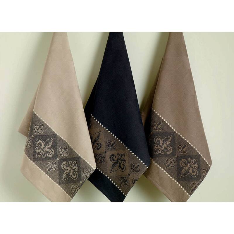 Design Imports Assorted Fleur De Lis Jacquard Dishtowel (Set of 3)