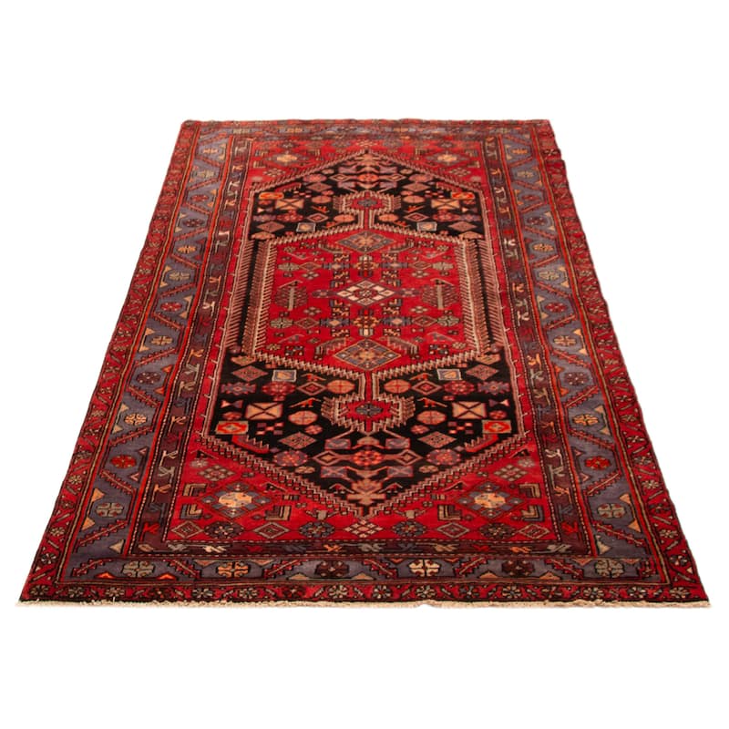 ECARPETGALLERY Hand-knotted Andelz Black, Red Wool Rug - 4'11 x 8'4