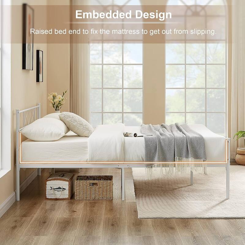 Taomika Bed Frame Twin/Full Queen Size Bed,No Box Spring Needed