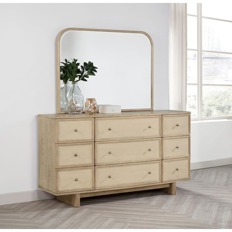 Kailani 9-drawer Dresser Beige Oak - Dresser with Mirror